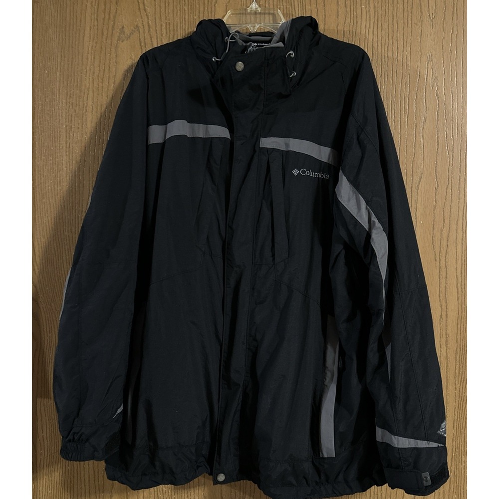 Columbia Men Windbreaker Jacket Interchange Black Hooded Size XL